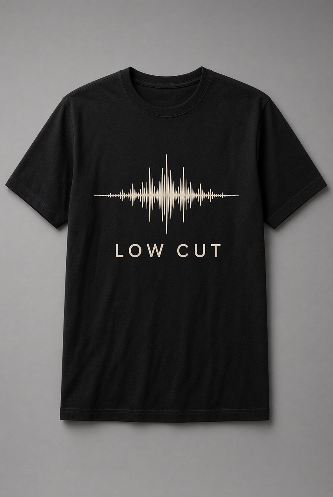 Low Cut Sound Wave unisex t-shirt in black with sharp audio waveform