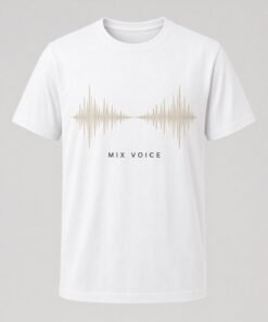 Mix Voice Sound Wave unisex t-shirt in white with two sound waves blending in the middle