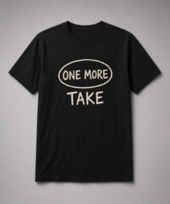One More Take Recording Studio unisex t-shirt in black with hand-drawn oval and distressed lettering